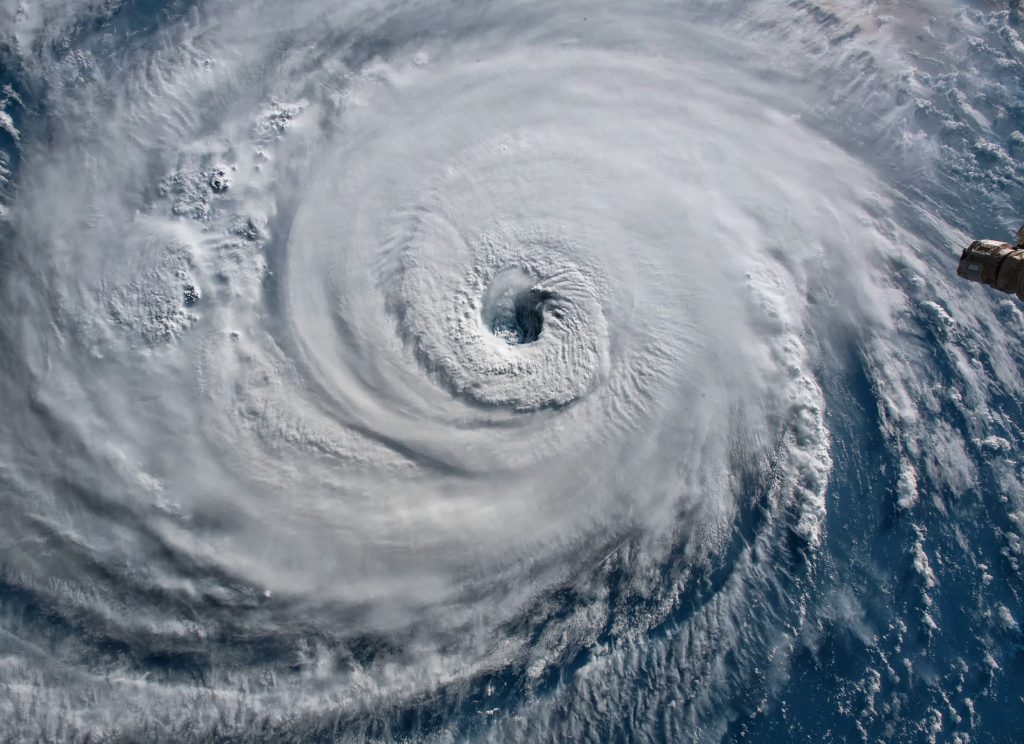 Satellite view. Hurricane Florence over the Atlantics close to t