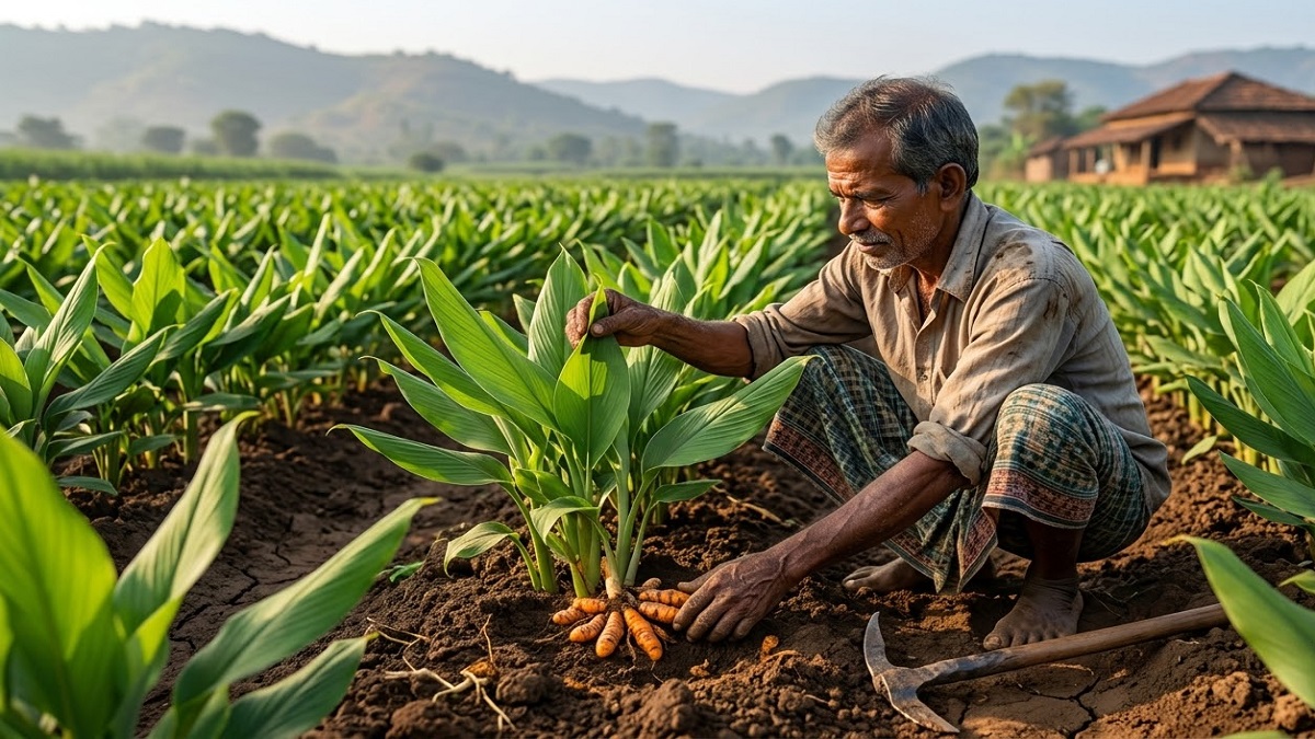 Farmers cultivating turmeric in Chhattisgarh and the Spice Area Expansion Scheme.