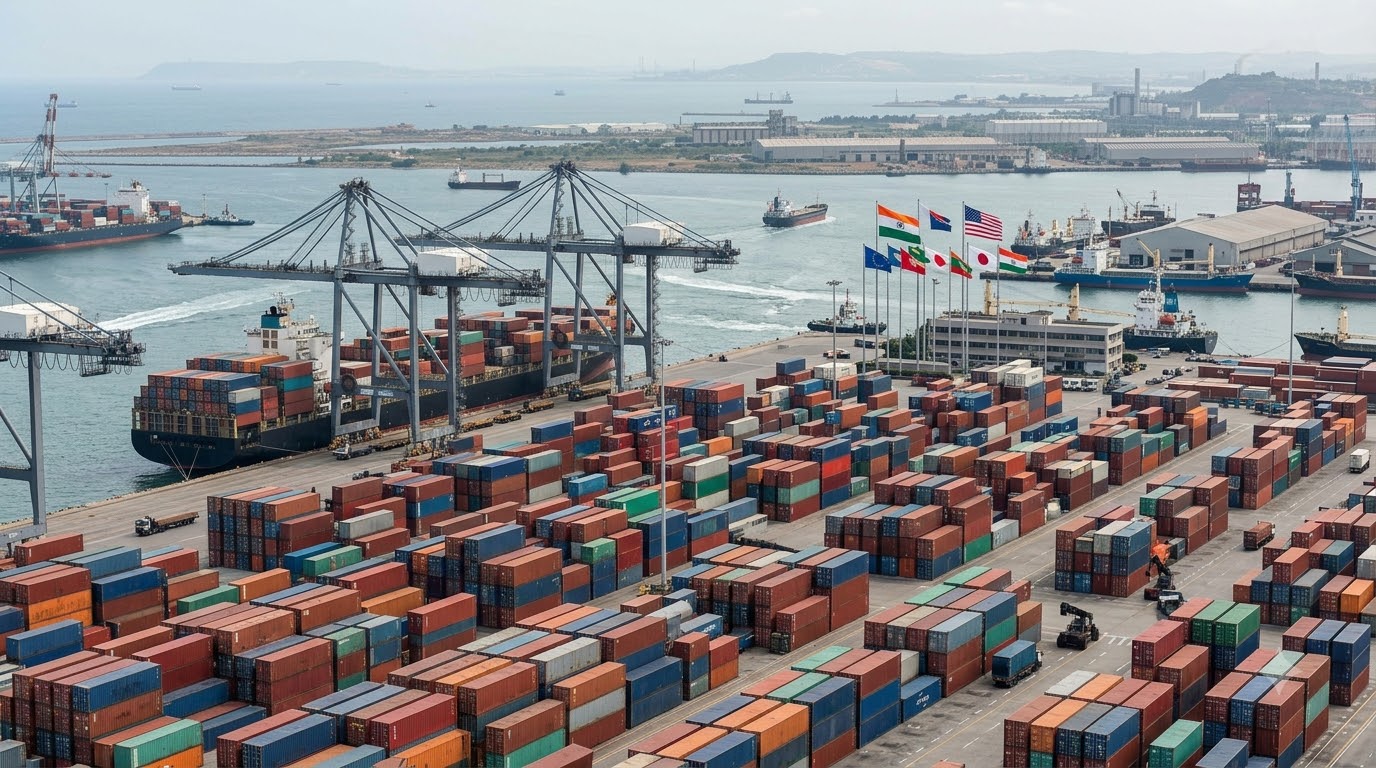 Cargo ships at container port