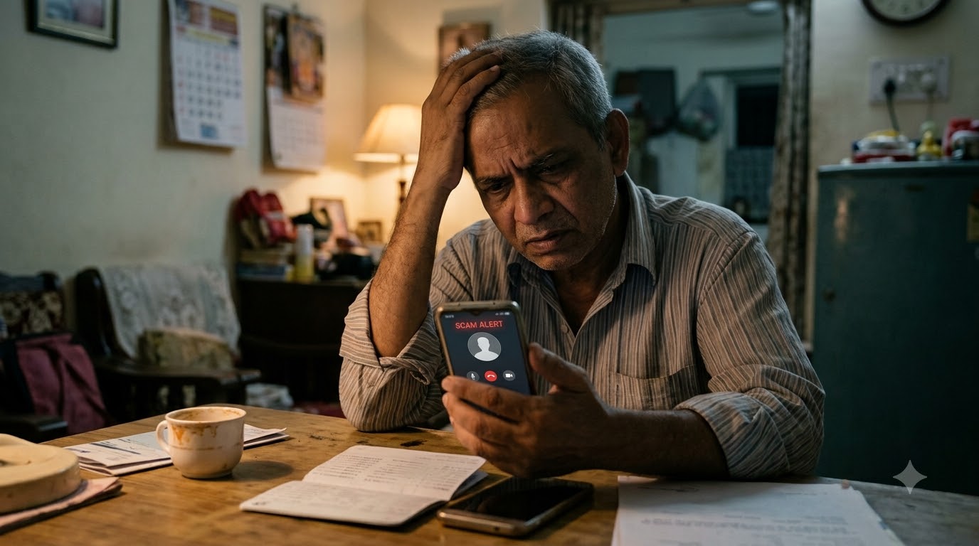 Elderly man on video call