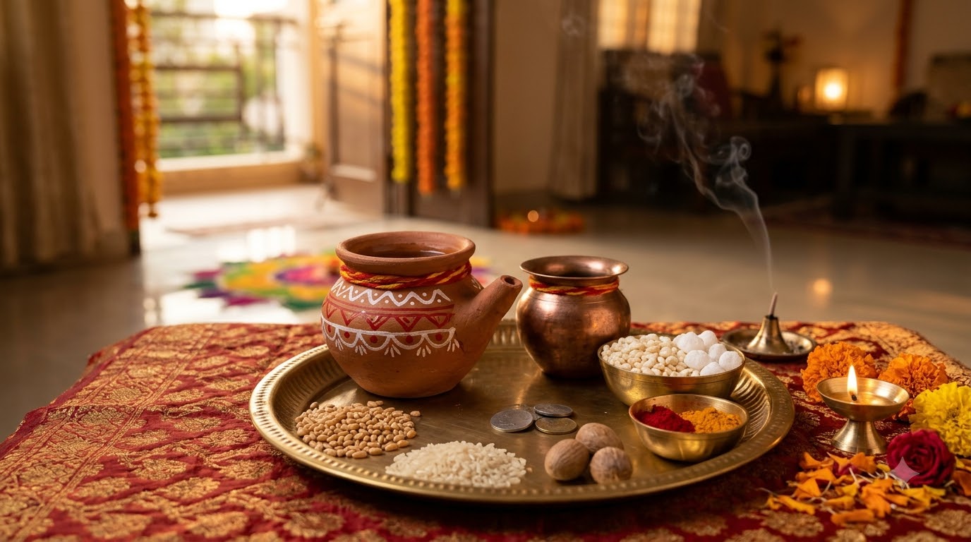 Karwa Chauth puja arrangement