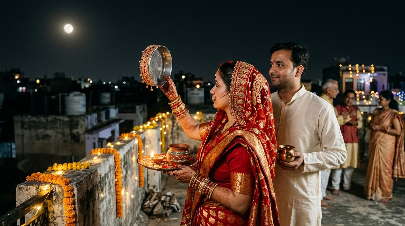 Woman looking at moon